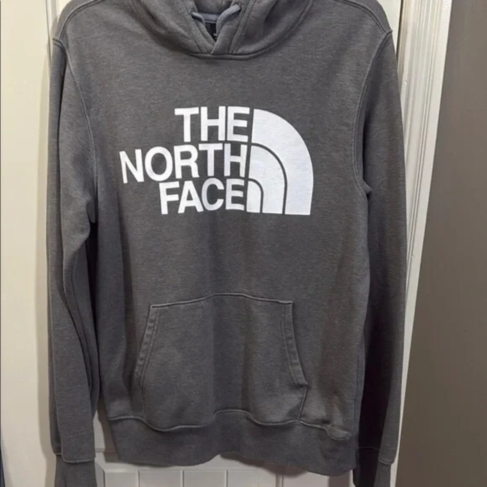The North Face Hoodie Men's Pullover Fleece Logo Sweatshirt Gray Pullover Small